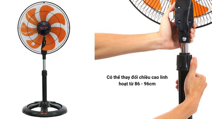Quạt lỡ Senko LTS1636 - Đen cam có thiết kế nhỏ gọn và hiện đại