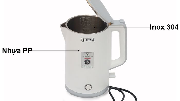 Bình đun 2 lớp cao cấp Titani TK-1825W chất liệu bền bỉ