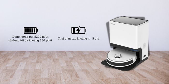 Robot Shimono LS68W Max sở hữu pin dung lượng lớn 5200 mAh