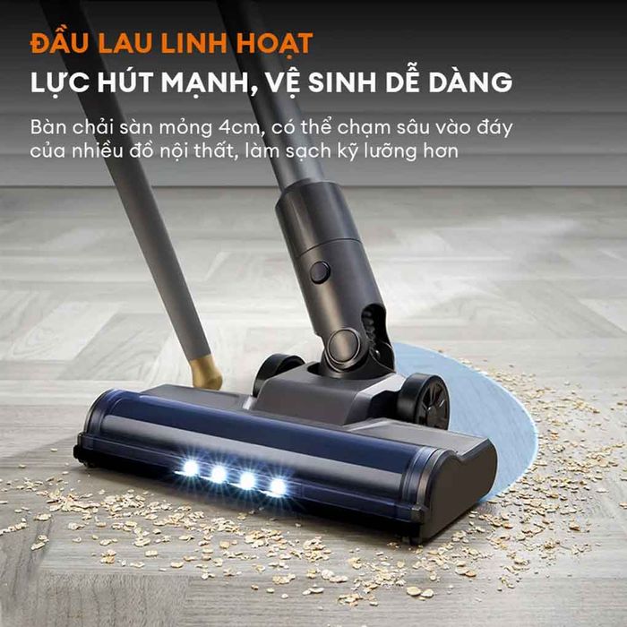 Đầu lau của máy hút bụi Gaabor VCL10E-BK01A có đèn Led chiếu sáng