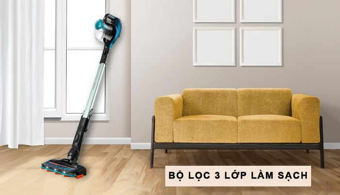 Máy Hút Bụi Philips FC6728/01 được trang bị bộ lọc 3 lớp làm sạch