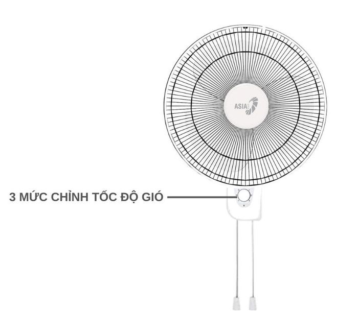 Asiavina VY357690 - Trắng có 3 mức chỉnh tốc độ gió