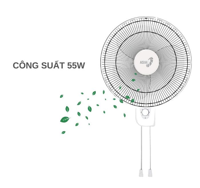 Quạt treo tường Asiavina VY357690 hoạt động với công suất 55W