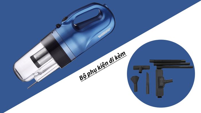 Máy hút bụi Shimono SVC1016 còn đi kèm bộ phụ kiện đa năng giúp cho việc hút bụi trở nên dễ dàng hơn