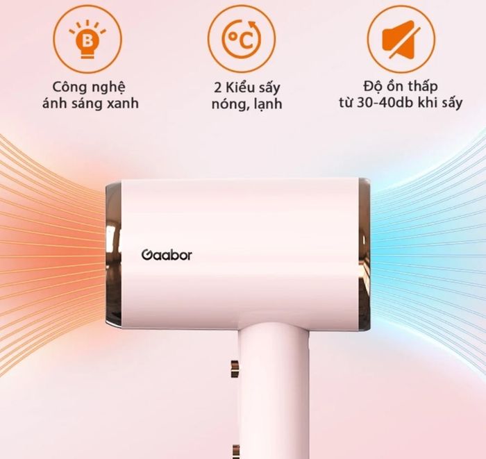Máy sấy tóc Gaabor GHD-N1000D có 2 kiểu sấy nóng - lạnh