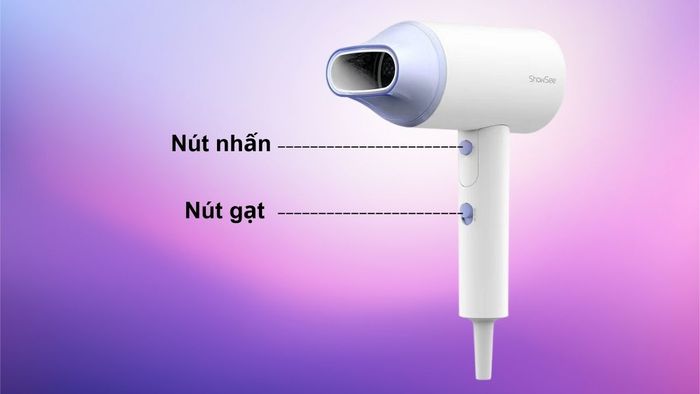 Điều chỉnh máy sấy tóc Showsee A4-W bằng nút nhấn và nút gạt.