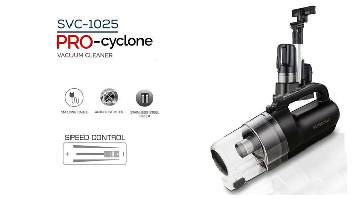 Máy hút bụi Shimono SVC1025 có khoang chứa bụi rộng rãi và có thể chịu được lực lên đến 60kg