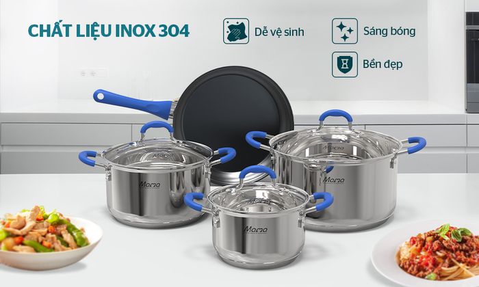 Bộ nồi chảo Inox 5 đáy Sunhouse Mama SHG509