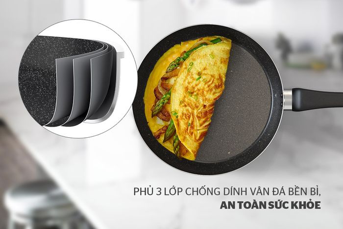 Sunhouse CT28 Plus có lớp chống dính vân đá an toàn sức khỏe