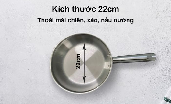 Chảo đa năng inox 304 ba lớp đáy từ Ticook kích thước 22cm