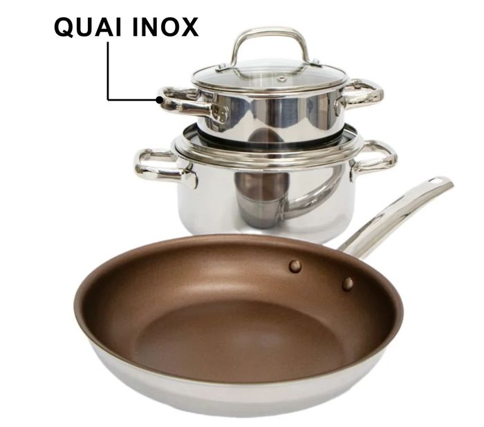 Quai cầm của bộ nồi chảo Kims Cook Uni - Clad 05pcs làm bằng inox