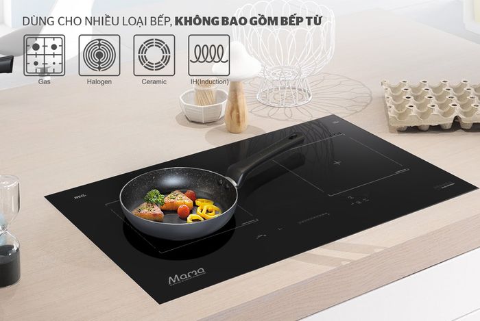 Sunhouse CT28 Plus sử dụng trên nhiều loại bếp ngoại trừ bếp từ