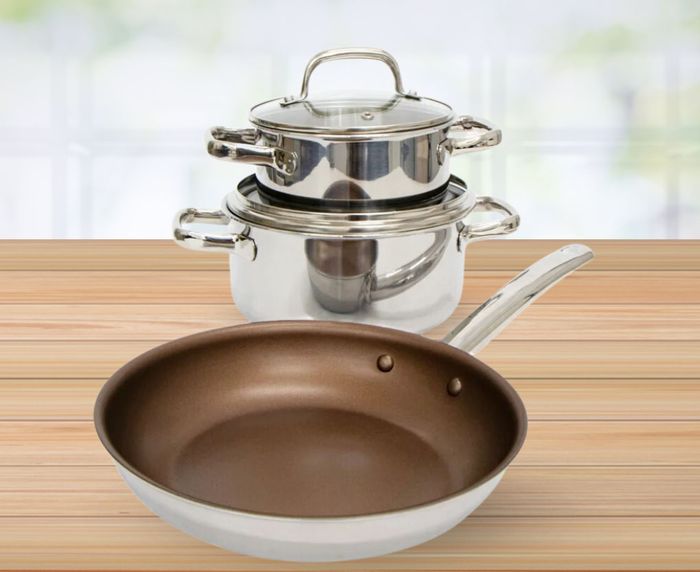 Bộ nồi chảo Kims Cook Uni - Clad 05pcs gồm 3 sản phẩm