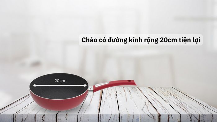 Chảo chống dính Elmich EL-7102Max Size 20cm có đường kính rộng 20cm