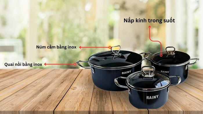 Rainy RN2589KTT có nắp và quai dày dặn dễ cầm nắm