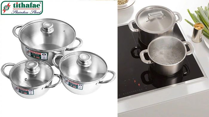 Bộ nồi bầu Inox 430 đáy từ TF03 sử dụng tốt trên nhiều loại bếp