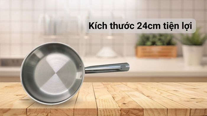 Chảo đa năng inox 304 ba lớp đáy từ Ticook 24cm có kích thước 24cm tiện lợi