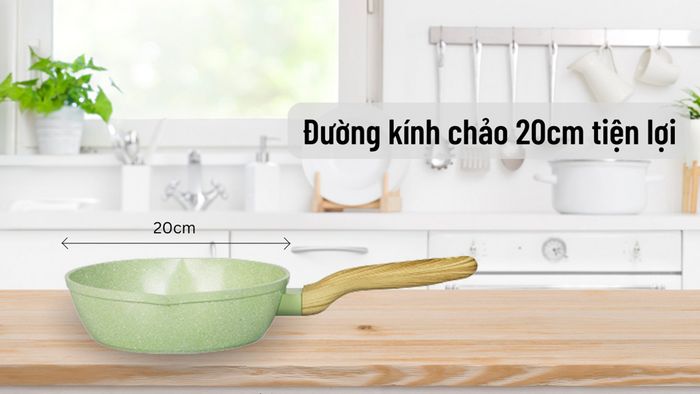 Chảo sâu Greencook 20cm GCP231-20IH có đường kính 20cm tiện lợi