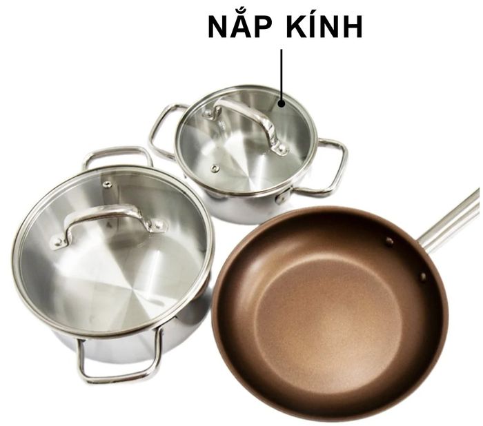 Nắp nồi chảo Kims Cook Uni - Clad 05pcs bằng kính dễ quan sát thực phẩm