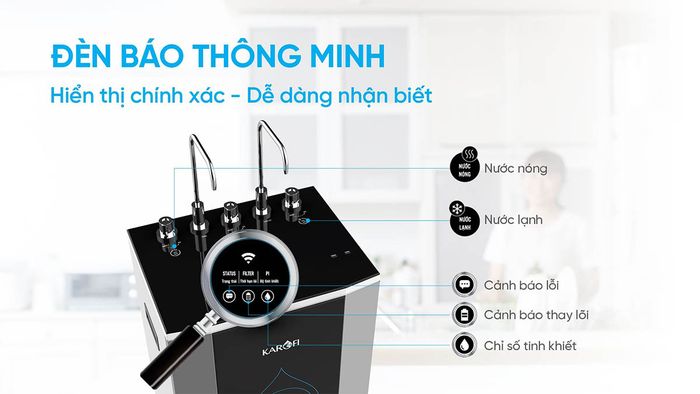 Đèn hiển thị của máy lọc nước Karofi KAD-C55 10 lõi