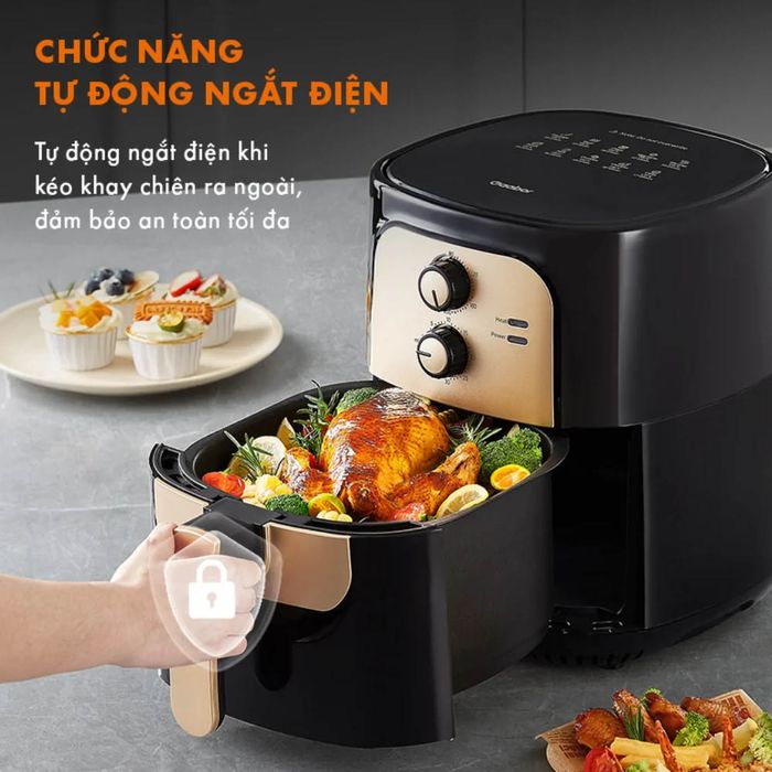 Gaabor AF65M-BK01A có thể tự động ngắt điện khi kéo khay chiên ra ngoài