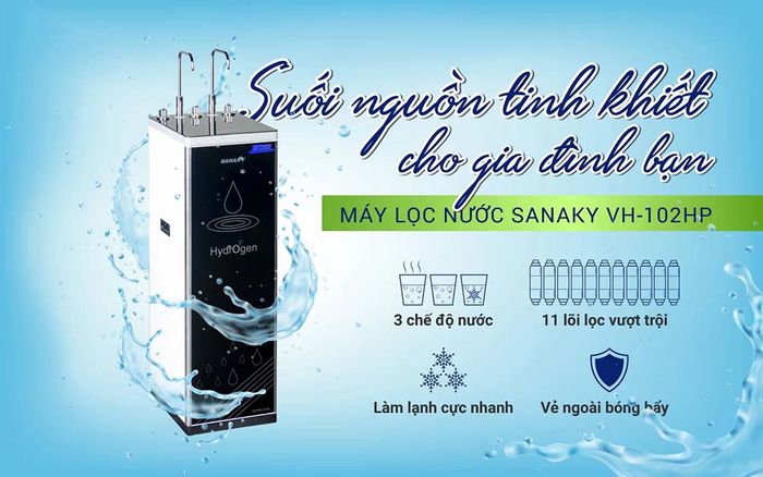 Sanaky VH-102HP trang bị 2 vòi và 3 chế độ nóng - lạnh - nguội
