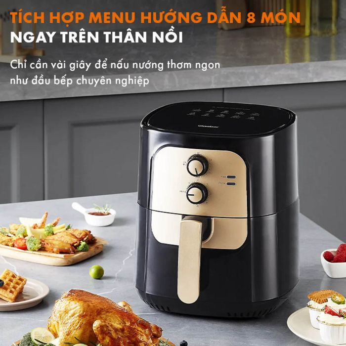 Menu hướng dẫn của Gaabor AF65M-BK01A được tích hợp trên thân nồi