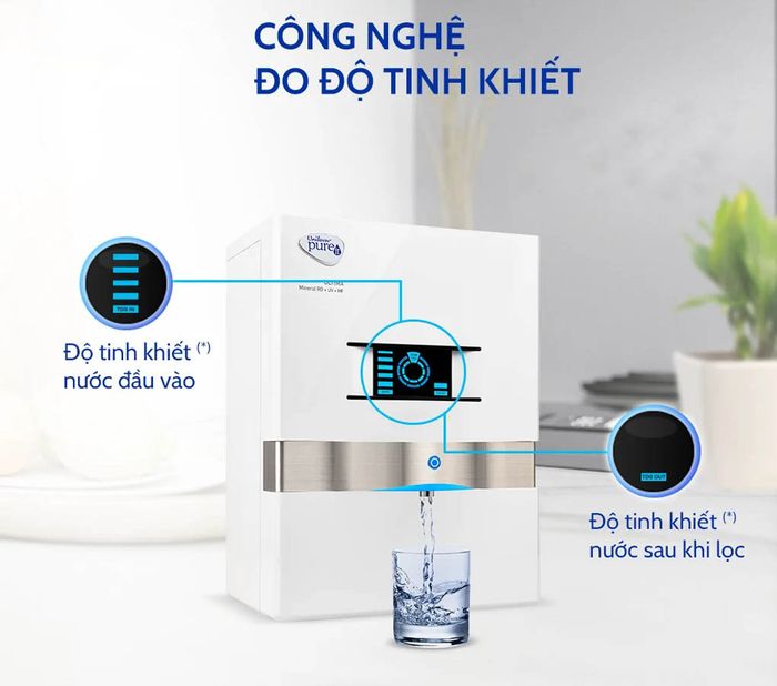 Máy lọc nước Unilever Pureit Mineral RO+UV+MF WHT nổi bật với công nghệ đo độ tinh khiết của nước