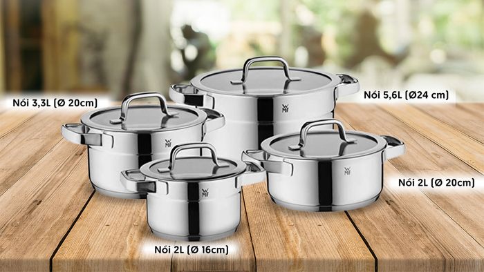 Bộ nồi Compact Cuisine WMF 0798046380 kích thước đa dạng