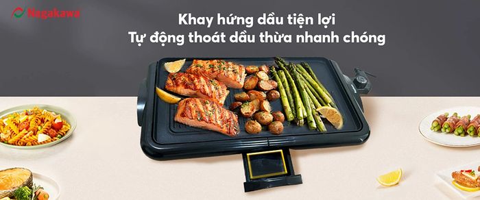 Bếp nướng điện Nagakawa NAG3105 với khay hứng mỡ