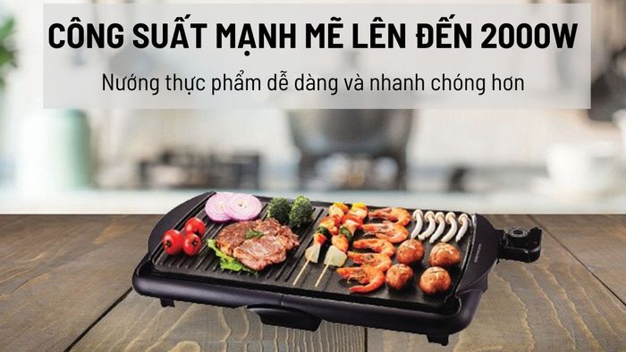 Lock&Lock Electric Grill EJG231 hoạt động với công suất mạnh mẽ 2000W