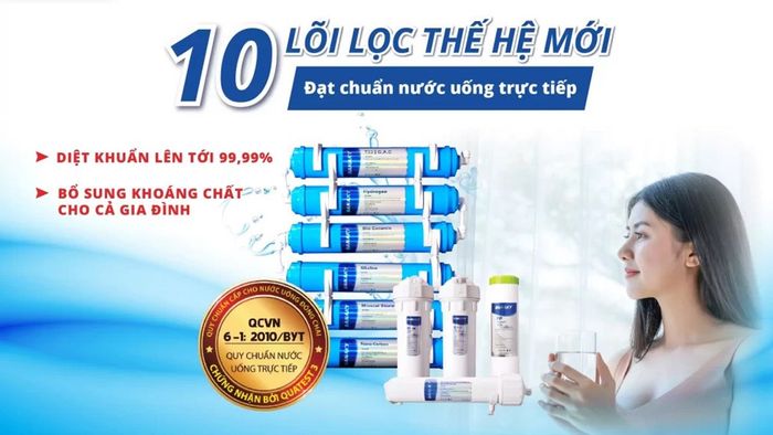 Sanaky VH-6210VD3 sở hữu hệ thống lọc 10 lõi tinh khiết thế hệ mới
