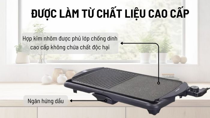 Lock&Lock Electric Grill EJG231 được làm hầu hết từ chất liệu cao cấp