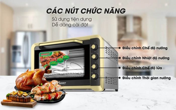 Bộ phận điều khiển của lò nướng Sanaky VH-129S2D 120 lít