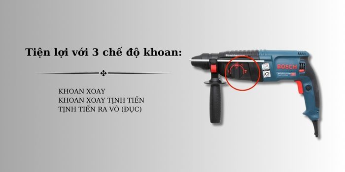 Bosch GBH 2-26 DRE với 3 chế độ khoan