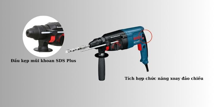 Bosch GBH 2-26 DRE tích hợp chức năng xoay đảo chiều