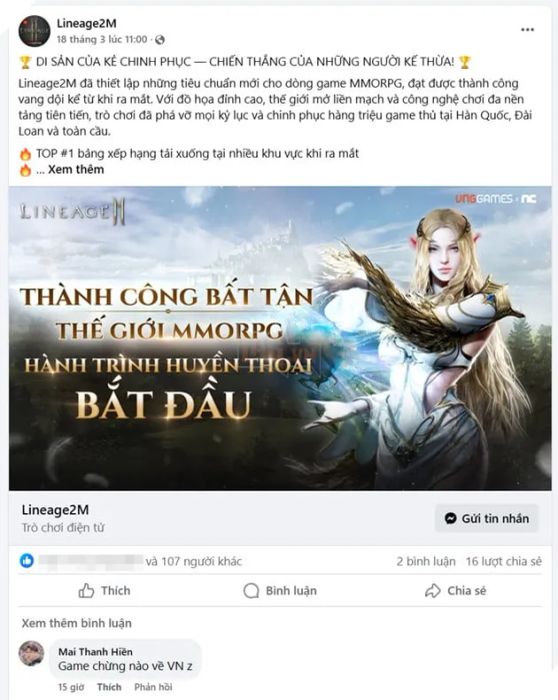 Lineage2M chuẩn bị ra mắt tại Việt Nam, khiến cộng đồng game thủ vừa phấn khích vừa háo hức tìm hiểu thêm.