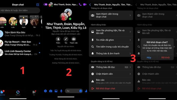Cách tìm lại nhóm chat trên Messenger - xóa nhóm khi bạn là thành viên