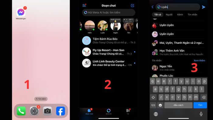 Cách tìm lại nhóm chat trên Messenger bằng cách nhập tên thành viên
