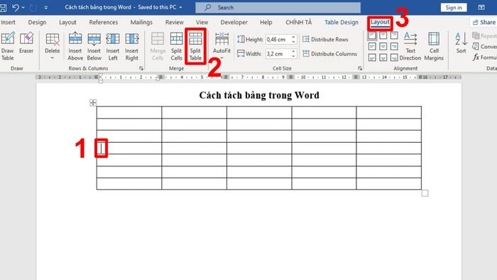 Cách tách bảng trong Word theo chiều ngang - Bước 1 (Hình minh họa)