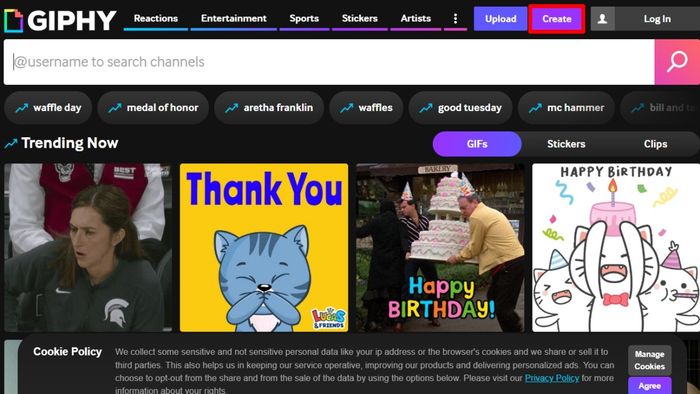 Cách tạo GIF Discord bằng Giphy - bước 1