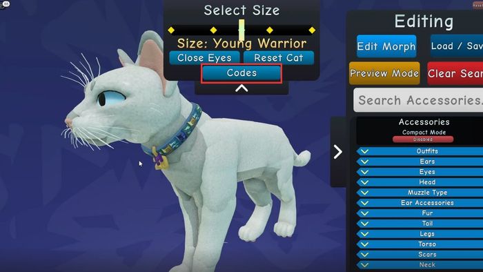Hướng dẫn sử dụng mã code Warrior Cats - bước 1