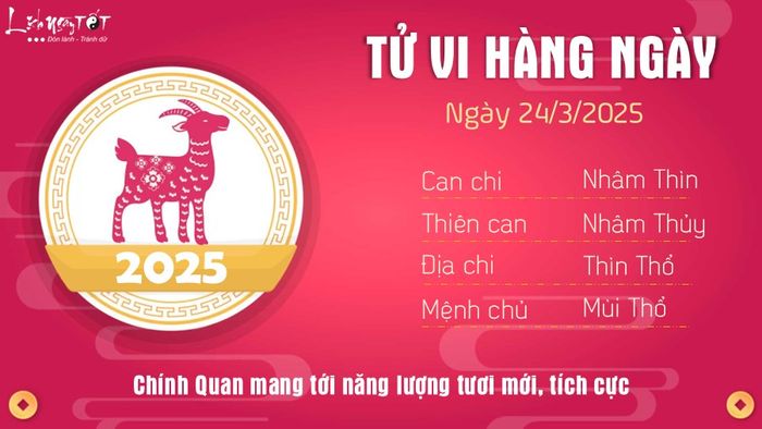 Tử vi hàng ngày 24/3/2025 của 12 con giáp - Mùi