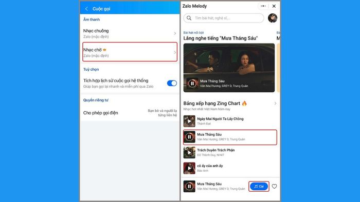 Hướng dẫn cài nhạc chờ Zalo - bước tiếp theo