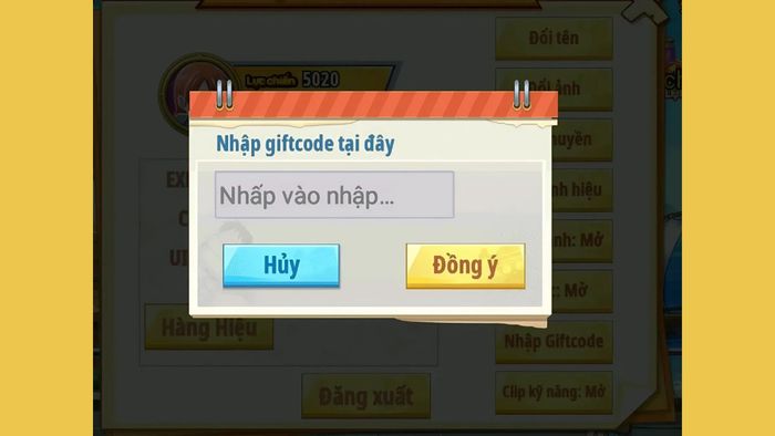 Hướng dẫn nhập mã code Thế Giới Hải Tặc - bước 3