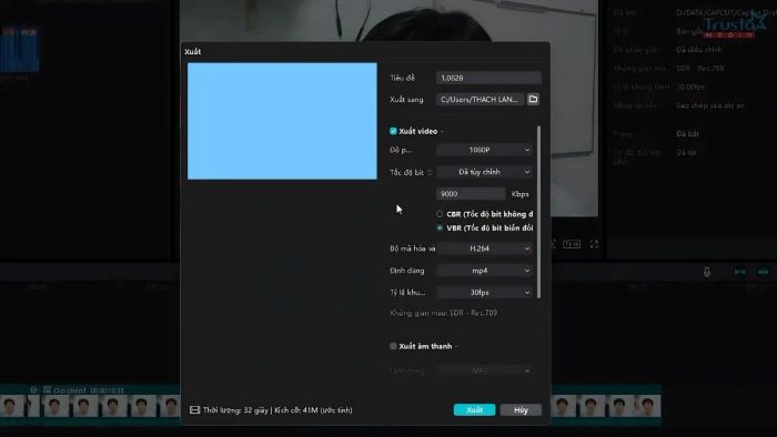 Tối ưu cài đặt khi xuất video