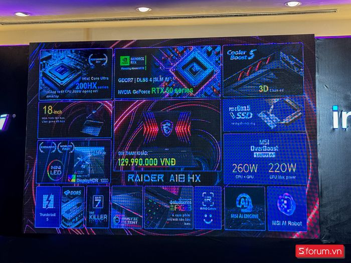 Chi tiết cấu hình của Raider 18 HX AI.