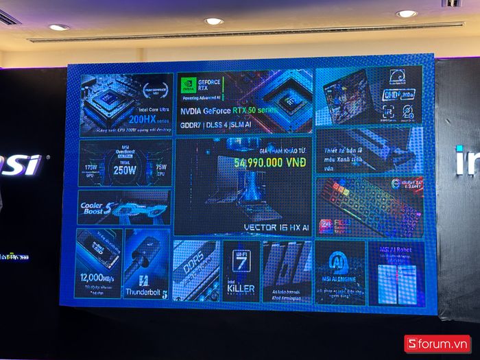 Thông tin chi tiết về cấu hình của Vector 16 HX AI.