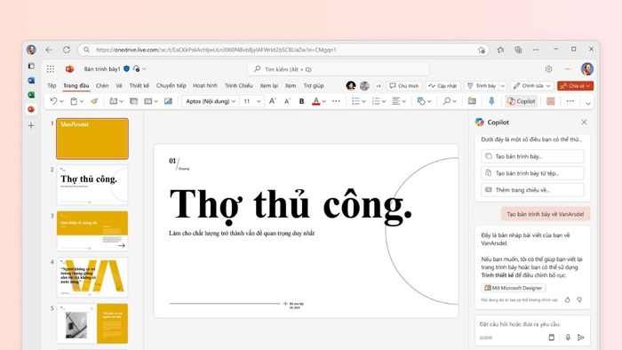 Copilot trong PowerPoint giúp hình thành ý tưởng thiết kế một cách nhanh chóng