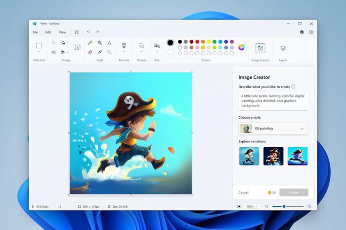 Một số tính năng AI trong ứng dụng Paint hiện đang được Microsoft tính phí.
